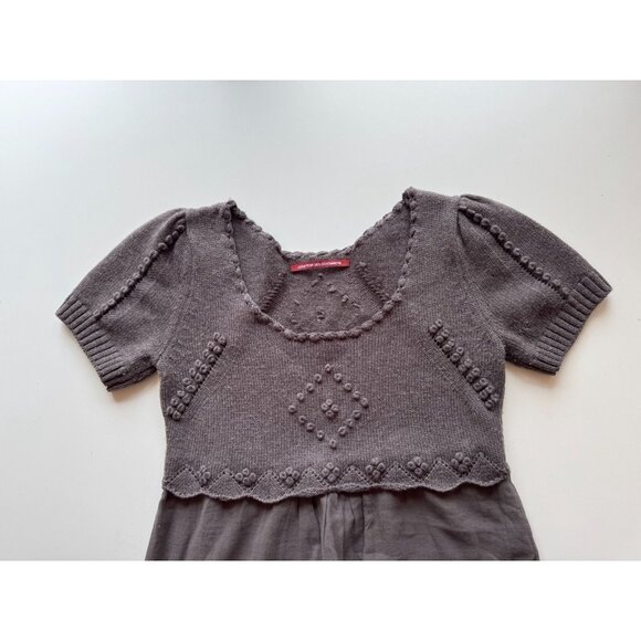 COMPTOIR DES COTONNIERS Farah Taupe Wool Knit Cotton Gauze Empire Dress, Size M - Picture 7 of 14